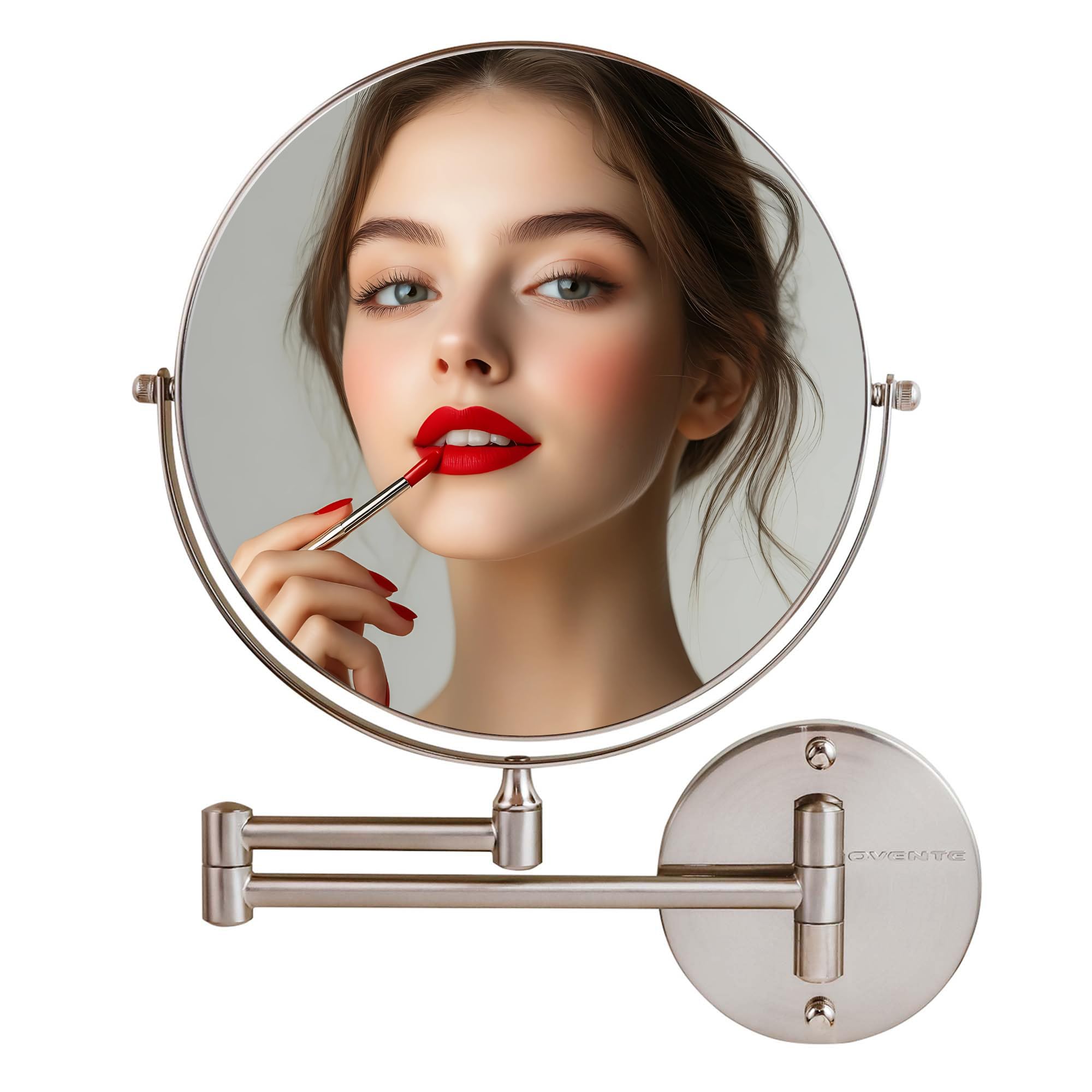 OVENTE 9" Wall Mounted Makeup Mirror with 1X/10X