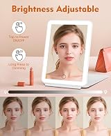 FUNTOUCH Rechargeable Travel Makeup Mirror with Lights 10X Magnifier 80 LEDs view 6