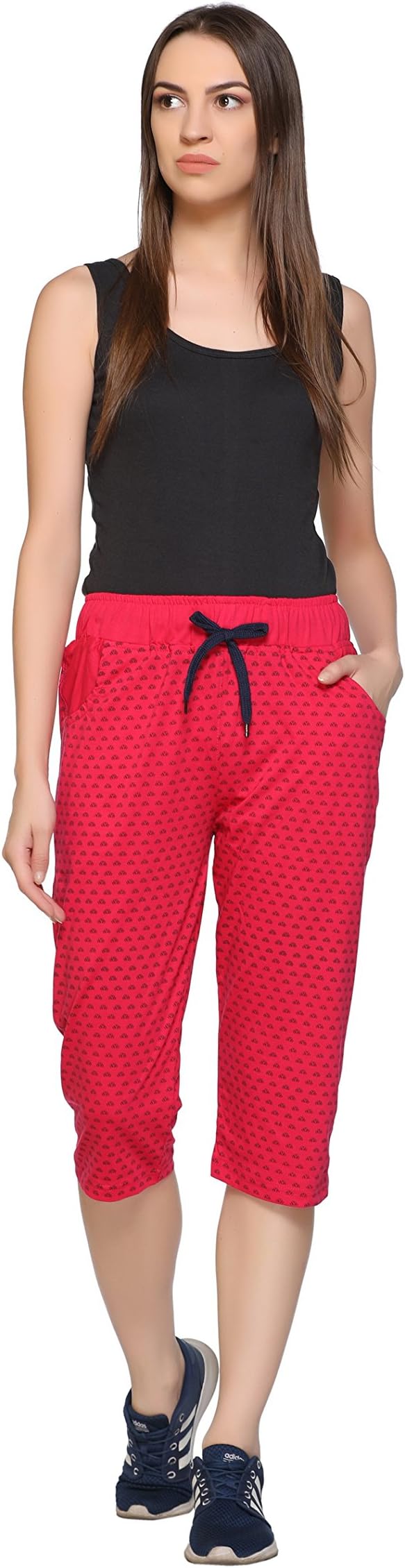 CUPID Printed Pattern Comfortable Cotton Half Pants for Women/Woman Capris 3/4 (M to XXL Sizes)