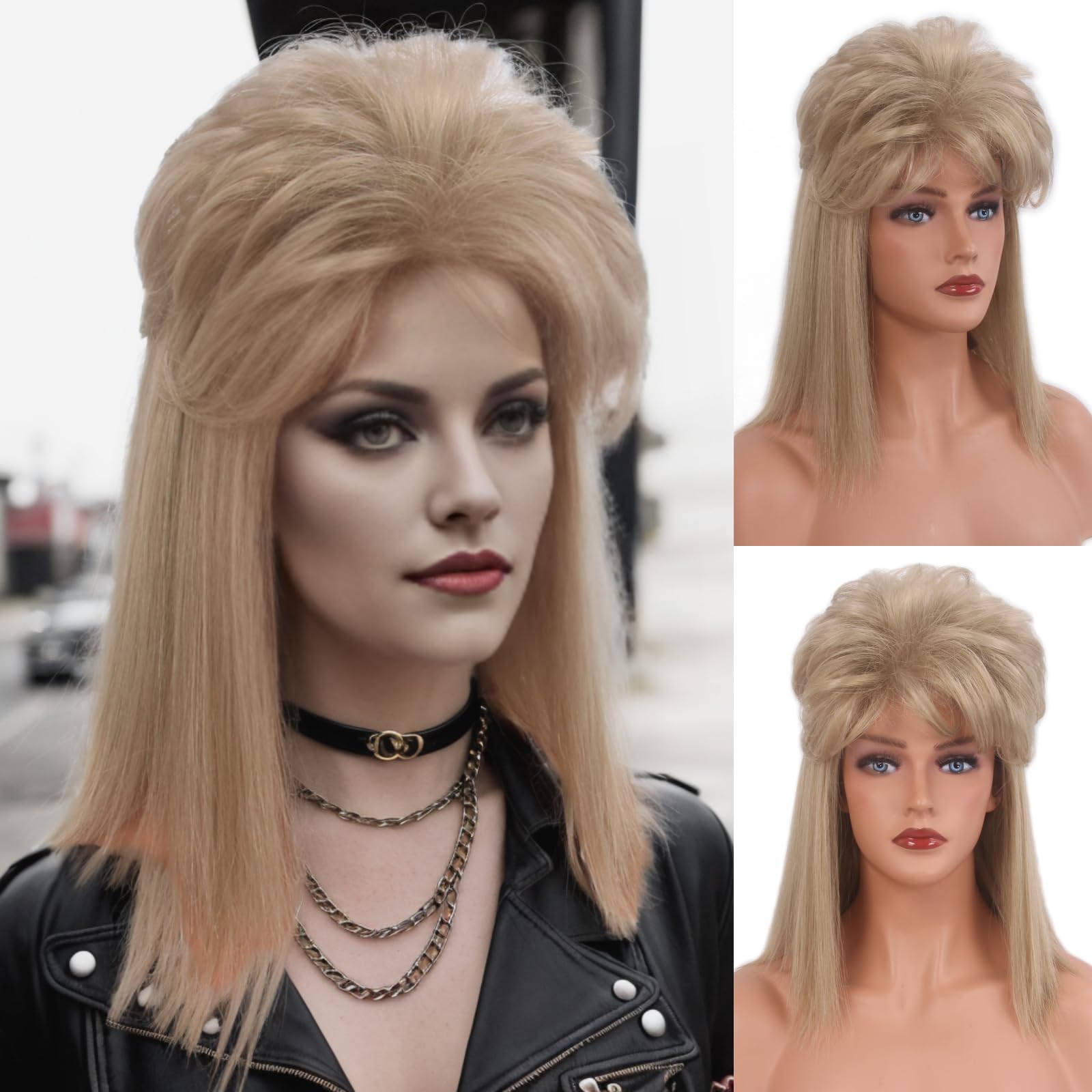 Photo 1 of MEDISIFA 80s Blonde Wig with Bangs for Women Mullet Disco Mens Womens Wig Long Curly Women Wigs for Man Lady Ladies Hippie Rocking 80s 90sThem Party Cosplay Costume Heat Resistant Hair (Medium)