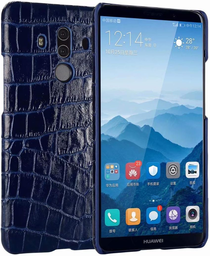 Zhusha Cases & Cover, Huawei Mate 10 Pro case, Luxury Crocodile Pattern Protective Shockproof Case Genuine Leather Cover for Huawei Mate 10 Pro (Color : Blue)