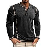 Vonxia Men's Henley Shirts Casual Classic Basic Tee Cotton Fashion Lightweight Button Pullover T-Shirt