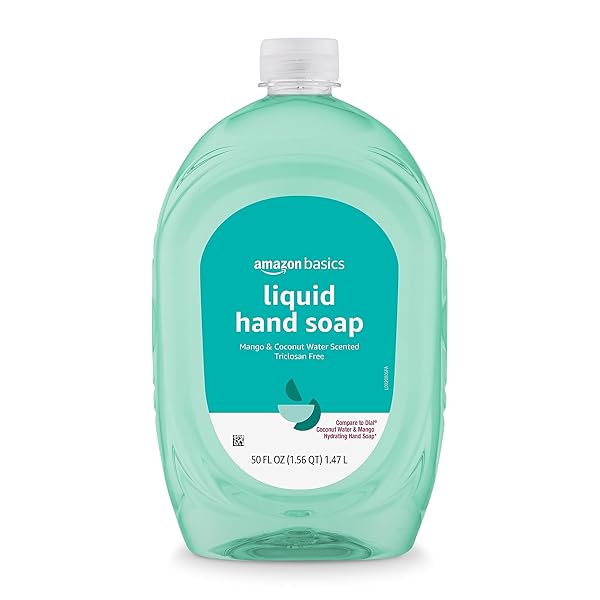 AMAZON BASICS LIQUID HAND SOAP REFILL, MANGO AND COCONUT WATER SCENT, TRICLOSAN-FREE, 50 FL OZ (PACK OF 1) (PREVIOUSLY SOLIMO)