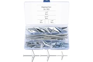 wugongshan 24 Pcs Toggle Bolt and Wing Nut Set, Wall Anchors and Screws, Phillips Round Head Toggle Bolt and Wing Nuts,1/4", 3/16", 1/8"