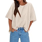 Cicy Bell Womens Half Sleeve Sweaters Oversized Boat Neck Knitted Pullover Sweater Trendy Casual Loose Fit Fall Tops