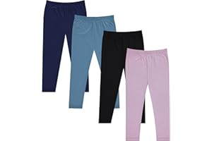 BTween Kids Girl's Fall Fashion Stretch Leggings Comfortable Bottoms Set- 4 Pack Bundle