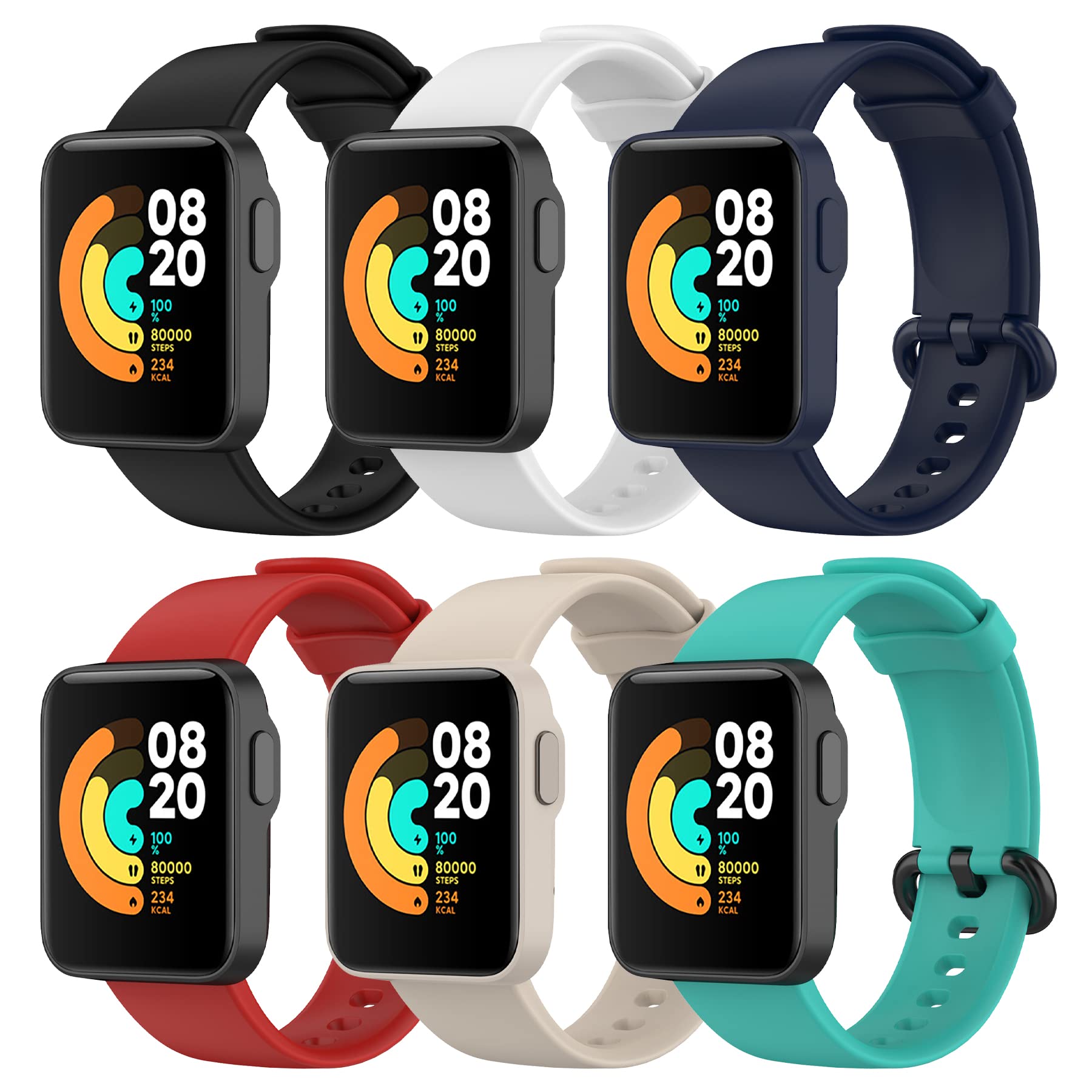 BDIG 6 Pieces Strap for Xiaomi Mi Watch Lite/Redmi Watch - Replacement Silicone Compatible Band - Stretchy Straps