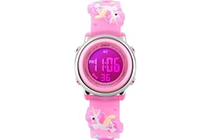 L LAVAREDO Kids Watch, Girls Watch for Kids Age 3-10 3D Cute Cartoon Unicorn Watches for Girl 7 Color Lights Digital Toddler 