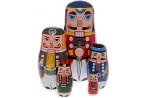 Moonmo 5pcs Beautiful Handmade Wooden Russia Nesting Dolls Gift Russian Nesting Wishing Dolls Nutcracker Matryoshka Traditional