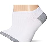 Fruit of the Loom Women's 6 Pack No Show Socks, White/Grey, Shoe Size: 8-12