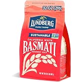 Lundberg Basmati Rice, Long Grain White - Non-Sticky, Fluffy, Nutty, Vegan Food, Healthy Meals, Gluten-Free Rice Grown in California, 32 Oz