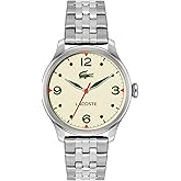 Lacoste Lisbon Men’s Quartz Watch - Three-Hand Sunray Dial with Stick Indexes, Polished Case, Crocodile Logo - Modern, Classic Timepiece - Gift for Him 42mm