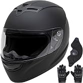 CARTMAN Lightweight Full Helmet Medium, DOT Approved Racing with Visor | Matte black half helmet. Adult/Teen. DOT ABS, vented, weatherproof, adjustable. Goggles/gloves. Street, dirt, snow.