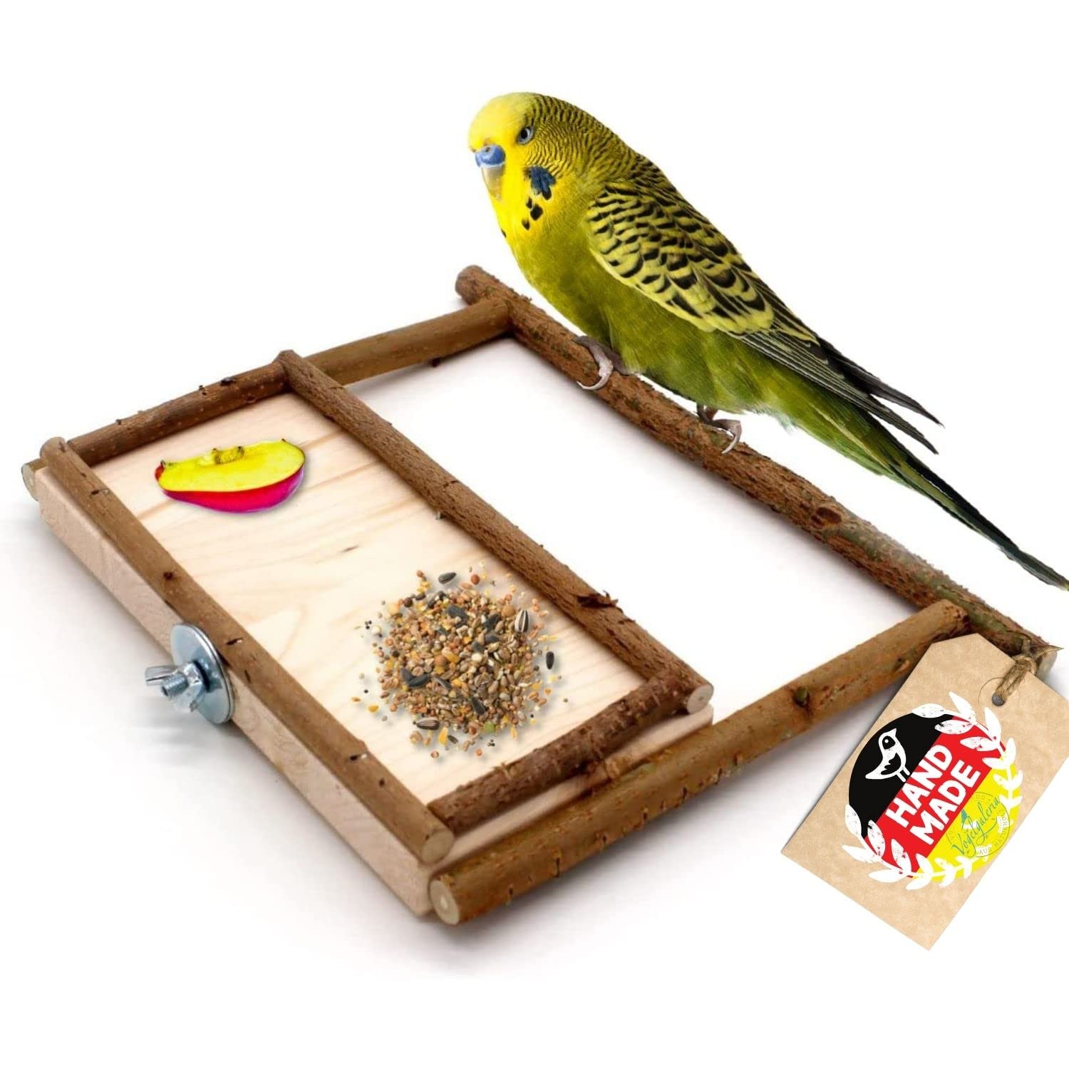 Perch with Natural Wood Perch Budgie, Cockatiel and Border & Co.