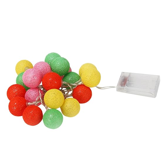 Toygully Cotton Ball String Light (Multicolour) -20 Pieces