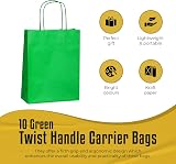 Thepaperbagstore 10 Green Small Paper Party Bags With Handles 18x22x8cm view 2