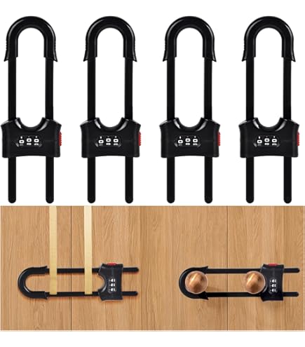 Baby Proof Cabinet Locks Pack Child Proof U-Shaped Code Sliding Cabinet  Door Locks Adjustable Baby Safety Plastic Cupboard Cabinet Latches Set For 