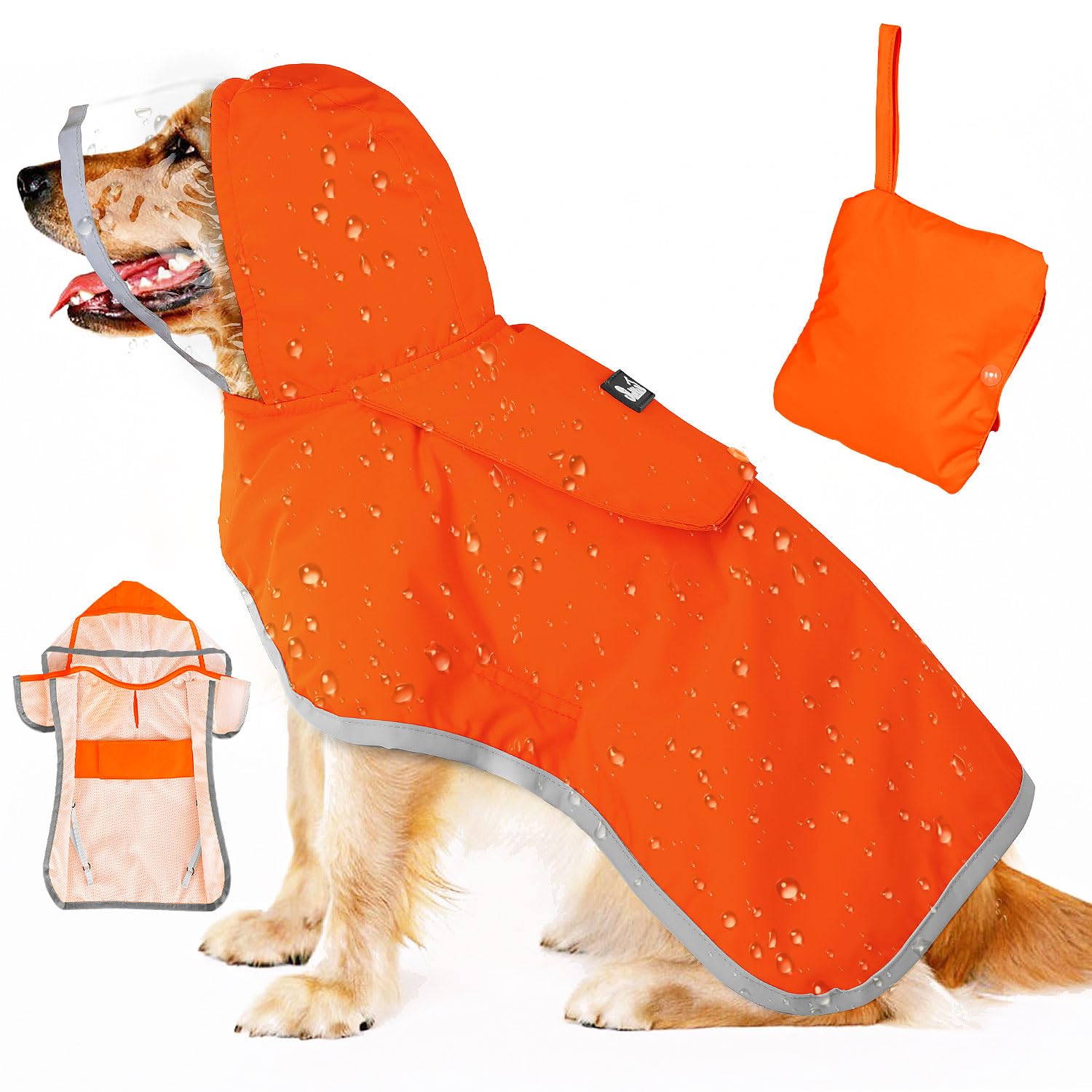 Photo 1 of SlowTon Dog Raincoat, Adjustable Dog Rain Jacket Clear Hooded Double Layer, Waterproof Poncho with Reflective Strip Straps and Storage Pocket for Small Medium Large Dogs Puppies(OR XXL)
