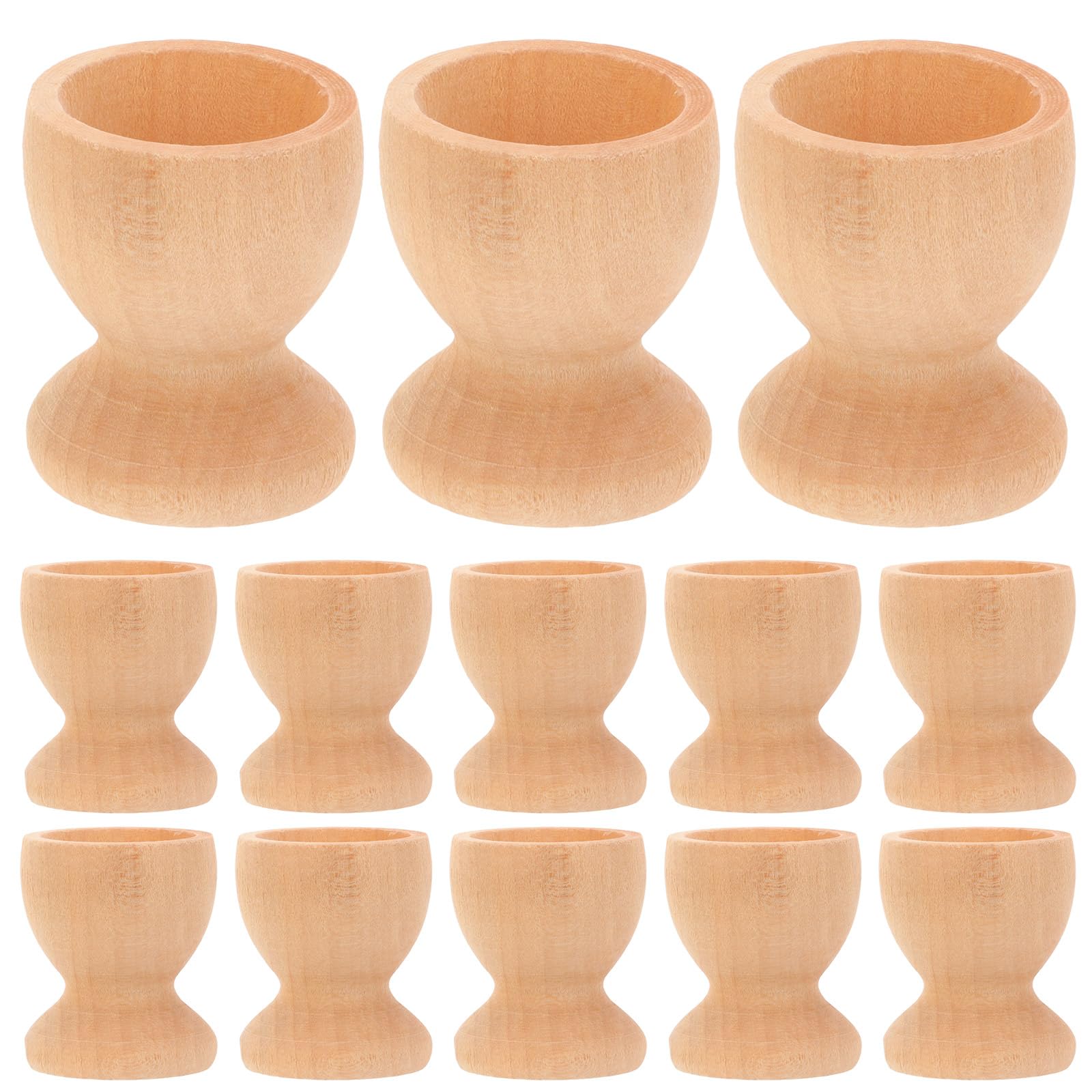 Toddmomy 24Pcs Wooden Egg Cups Easter Egg Cup Wood Stands Easter Holders Stands for DIY Crafts Party Supplies