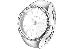 JewelryWe Men Women Ring Watch: Analog Round Quartz Stretchy Band Simple Casual Business Elastic Finger Watches for Christmas