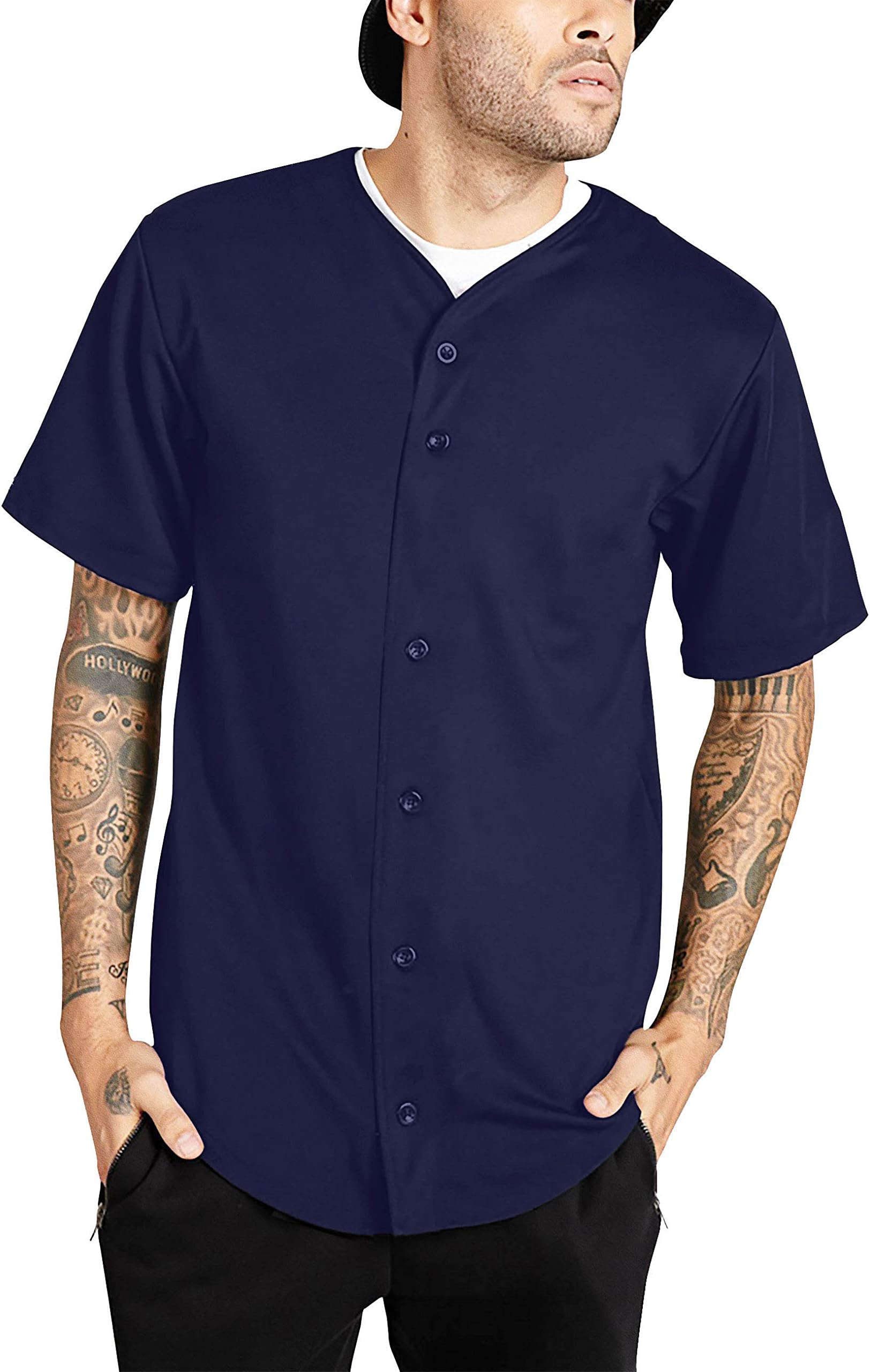 Ma Croix Mens Premium Baseball Button Down Jersey Shirt Short Sleeve Athletic Sports Tee