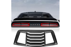 LitMiRaCle Rear Window Louvers Carbon Fiber Texture for Dodge Challenger 2008-2021 in GT Lambo Style,Rear Windshield Sun Shade Cover Black