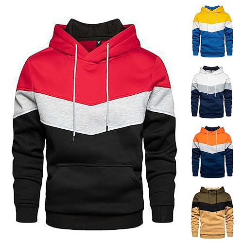 Mens Hoodies Long Sleeved Hoody Drawstring Casual Tops with Pockets Hoodie Men Pullover Fleece Hoodie Suitable for autumn and winter Mens Sweatshirts and Hoodies for Men UK