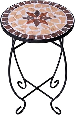 Garten Beistelltisch Mosaiktisch Rund Balkontisch Kleine Gartentische Blumenhocker Balkon Bistrotische Rund Mosaik Gartentisch Amazon De Kuche Haushalt