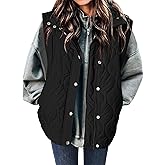 Zeagoo Puffer Vest Women Sleeveless Quilted Jacket Lightweight Snap Zip Up Stand-up Collar Down with Pockets Outerwear