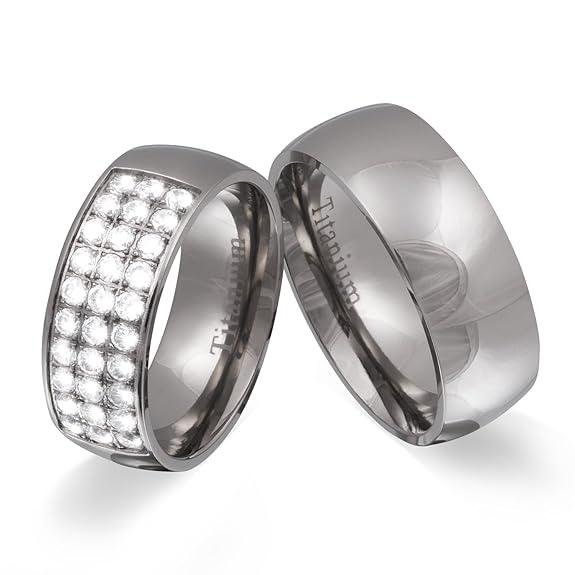 Juwelier Schönschmied - Damen Partnerringe Eheringe Regnum Titan Zirkonia T8HDac - Kostenlose Wunschgravur mit AMAZON KONFIGU
