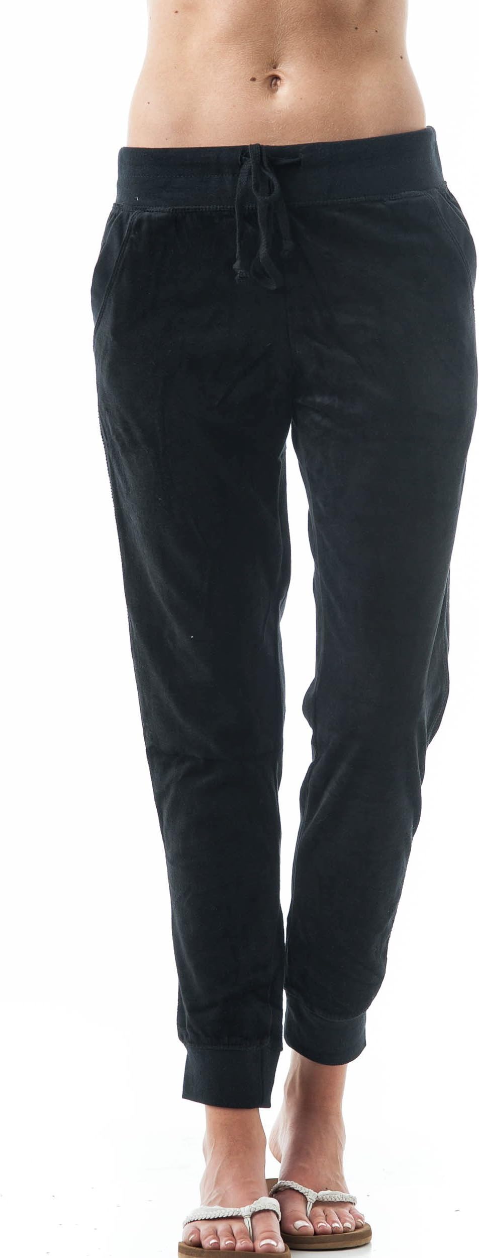 KhanomakDrawstring Velvet Velour Front Slant Pockets Casual Joggers Pants