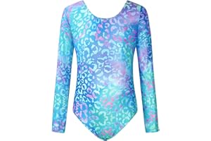 JiAmy Gymnastics Leotards for Girls, Long Sleeve Kids Gymnastics Outfit Sparkle Dancing Ballet Unitard for 3-12 Years