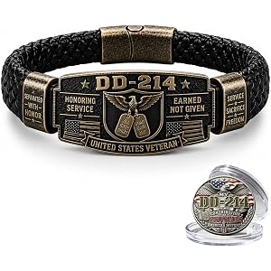 DD-214 Veteran Honor Bracelet, Earned Not Given Braided Cuff Bangle, Antique USA Flag Eagle Wristband, Military Memorial Keep