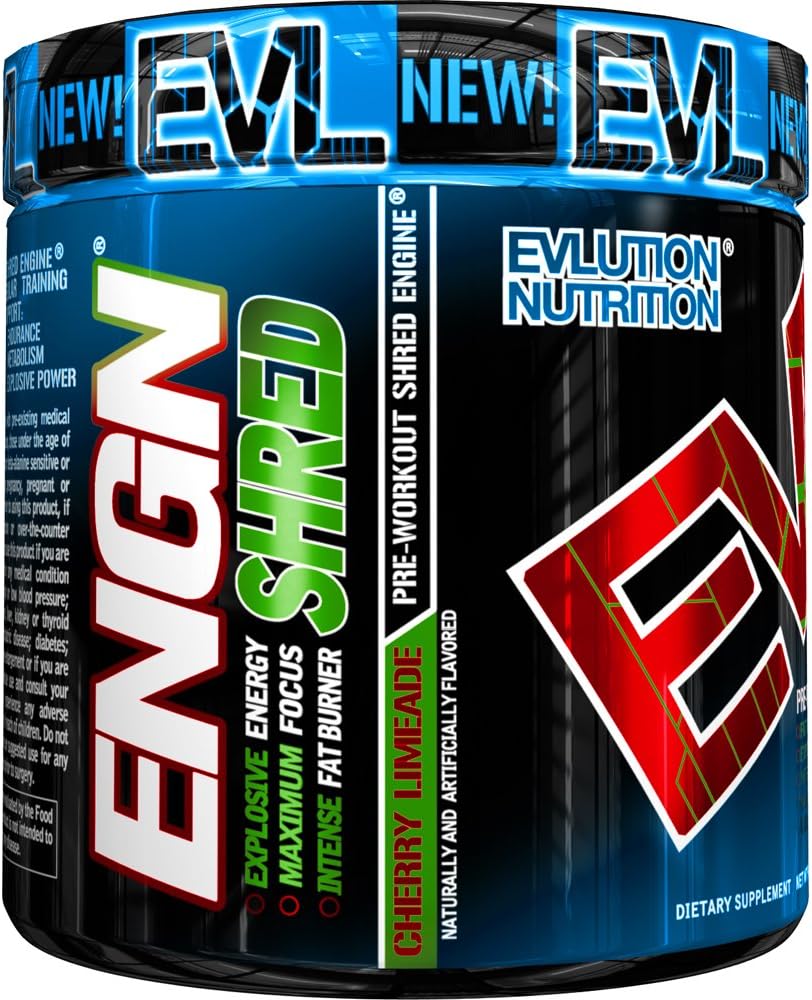 Evlution Nutrition ENGN Shred Pre Workout Thermogenic Fat Burner Powder, Energy, Weight Loss, 30 Servings (Cherry Limeade): Health & Personal Care