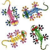 hogardeck Metal Gecko Wall Art, 4 Pack Lizard Garden Sculptures & Statues Outdoor Metal Wall Fall Decor with Shaking Head for