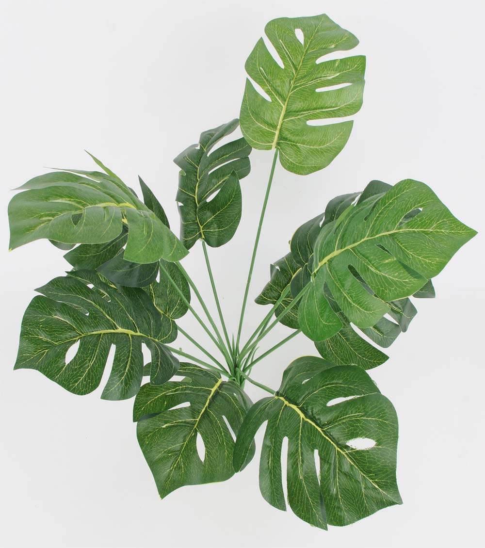 CLONG Artificial Plant Monstera Faux Shrubs Plastic Fake Flowers Filler Bushes UV Resistant Indoor Outside Window Box Greenery Home Garden Green Verandah Office Bonsai Wedding Decor - 1pcs