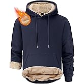 STICKON Men's Fleece Hoodies Warm Pullover Drawstring Hooded Sweatshirts Simple Casual Basics Thick Hoodie