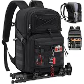 RAINSMORE Camera Backpack, DSLR/SLR/Mirrorless Tactical Camera Bag Cases | Waterproof camera bags for photographers with 15.6" Laptop Compartment &amp; Rain Cover, Compatible with Canon/Nikon/Sony/Drone