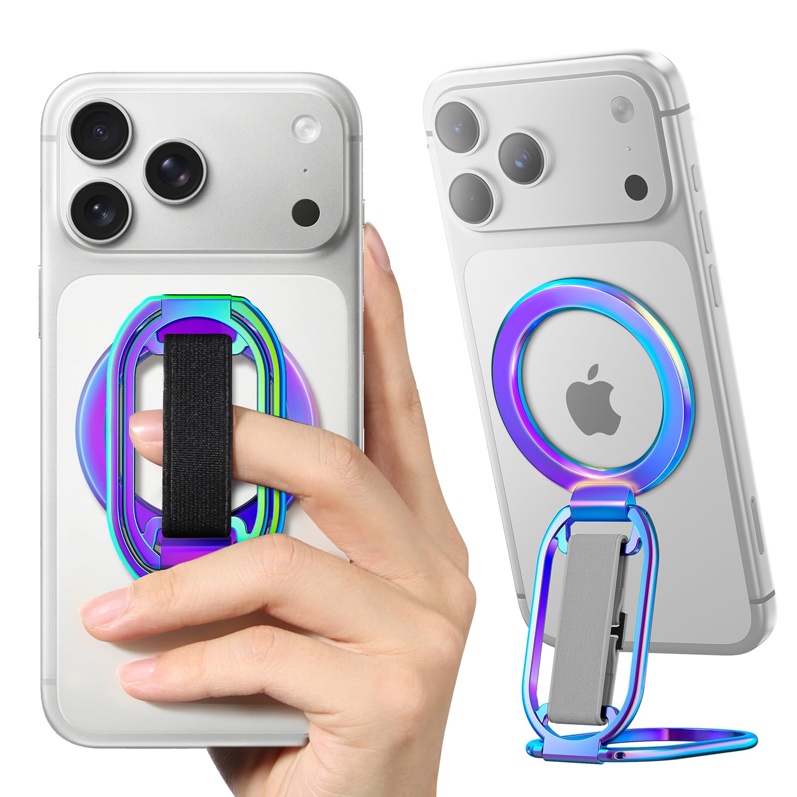 Photo 1 of [2025 Upgraded] SUPERONE for MagSafe Phone Grip for MagSafe Kickstand Compatible with Mag Safe Finger Loop, 4-in-1 Phone Ring Holder Strap for iPhone 17/16/15/14/13 Series and Mag Safe Case - Colorful