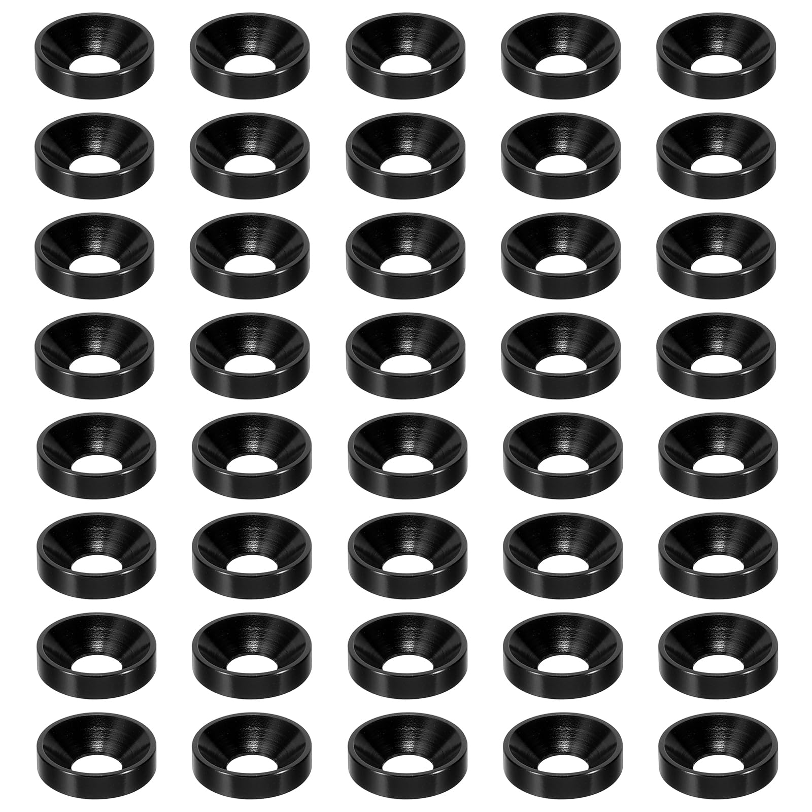 PATIKIL M4 Finish Countersunk Washer, 60pcs Anodized Aluminum Alloy Flat Cup Head Screw Gasket Bolt for Mechanical Accessories Parts DIY Models, Black