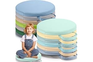 Suzile 12 Pcs 12'' Floor Cushions for Classroom Flexible Floor Seating with Handles Classroom Carpet Cushions for Kids Toddlers Daycare Preschool Furniture(Multicolor,Round)