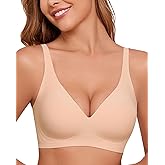 HORISUN Wireless Seamless Bras for Women Deep V Neck Comfortable Push Up Bra No Underwire