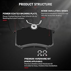 CCIyu D340 Rear Ceramic Disc Brake Pads Kit - Audi