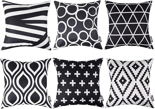 Amazon Com Homfreest Black And White Throw Pillows 18 X 18 Inch