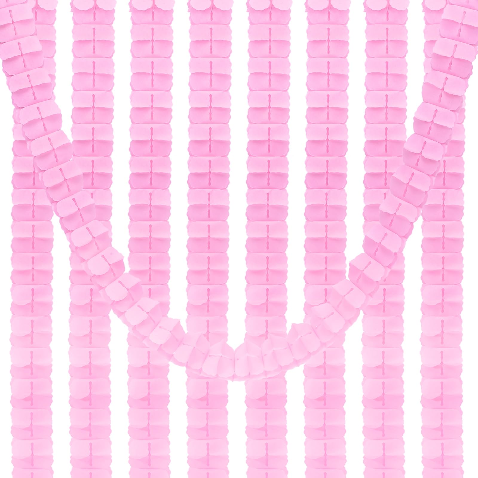 PATIKIL 9.8ft Four-Leaf Garland, 9 Pack Tissue Paper Hanging Flower Garland Reusable Streamers for Party Wedding Backdrop Decorations, Light Pink
