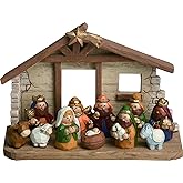 Transpac Imports, Inc. Charming Multicolor Classic Christmas Nativity Set of 11 Resin Figurines with Creche