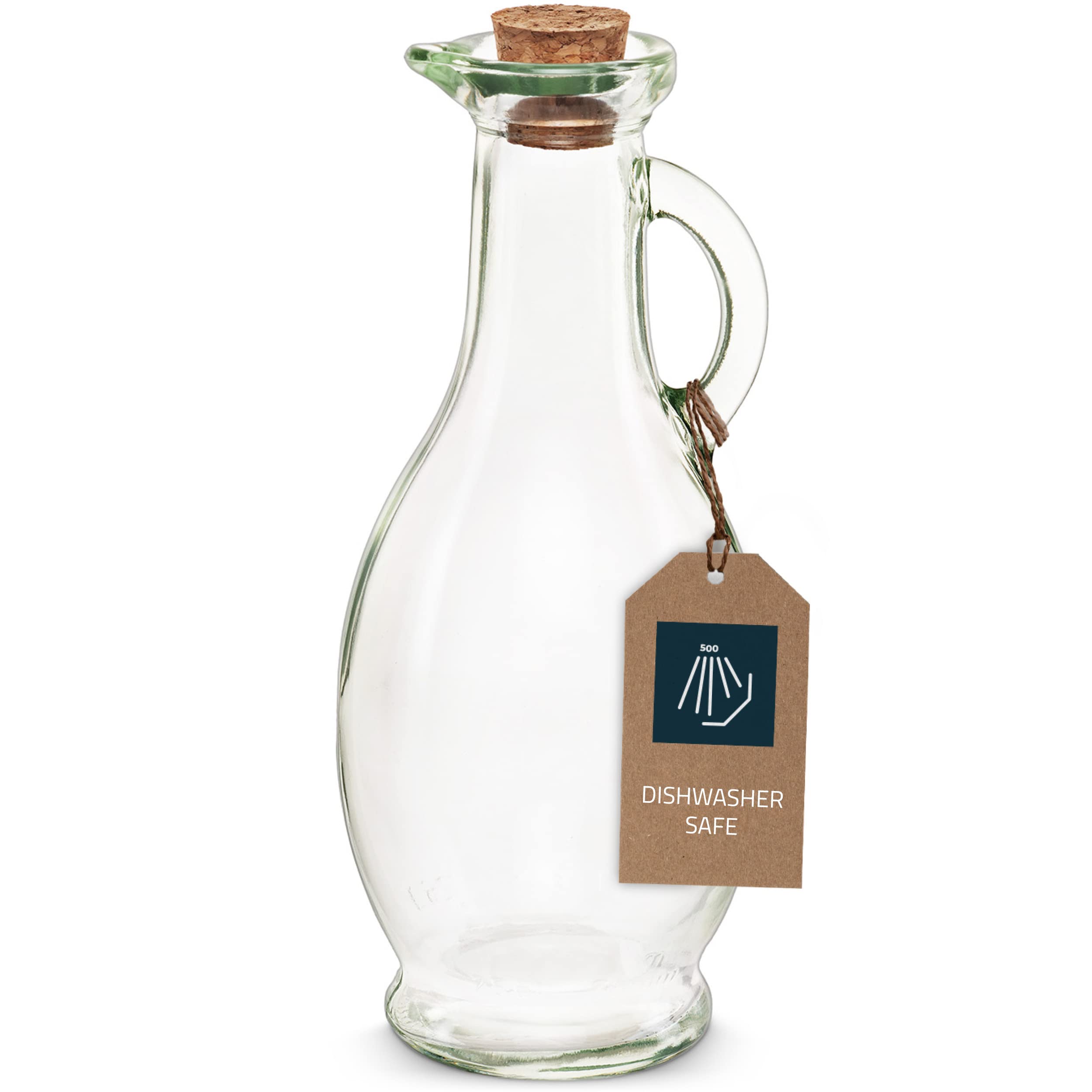 Empty Glass Bottle/Oil Bottle to Fill, 250 ml Carafe with Cork, for Oil, Vinegar, Wine, liqueurs with Meals or Cream & Milk with Coffee