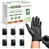 TREEGO Black Individually Wrapped Disposable Nitrile Gloves XL 60 Pairs | 5 Mil, Latex Free &amp; Powder Free for Automotive Work, Home Improvement, Maintenance, Outdoor Projects and Cleanup