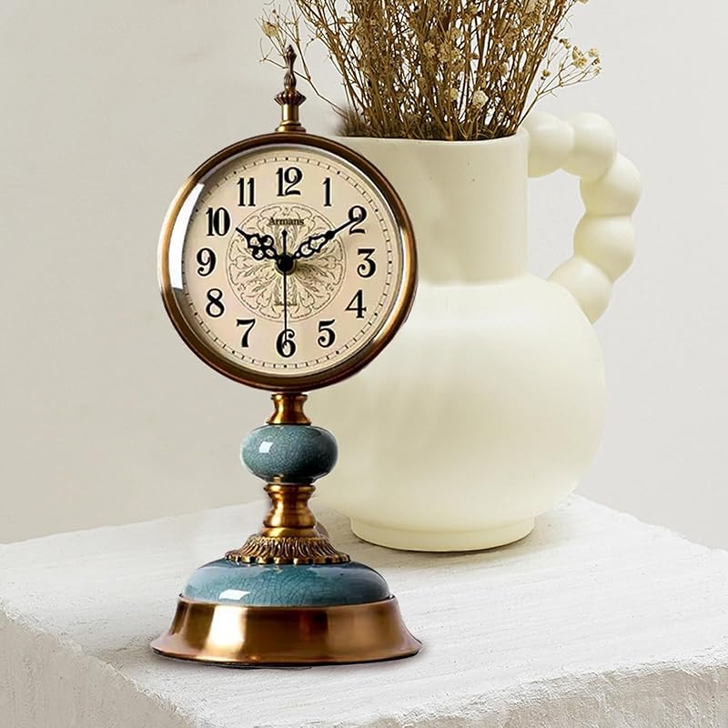 Reloj de Mesa Vintage, Reloj de Escritorio de Metal Estilo Antiguo — foto 5 de 6