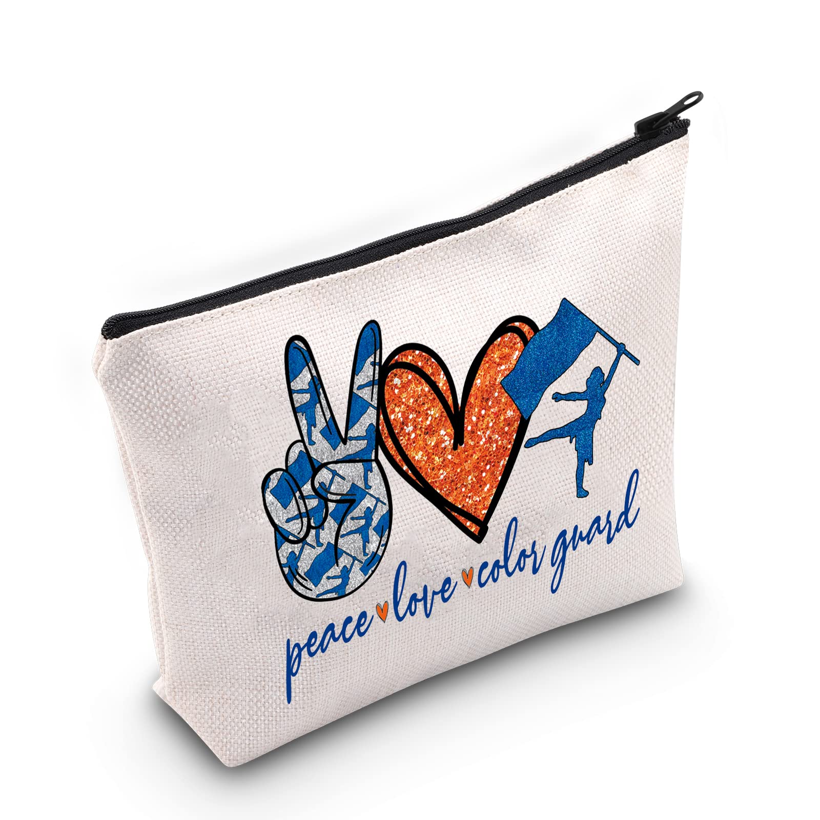 WZMPA Color Guard Cosmetic Small Makeup Bag, Peace Love Color Guard Inspired Gift Zipper Pouch For Women Girls